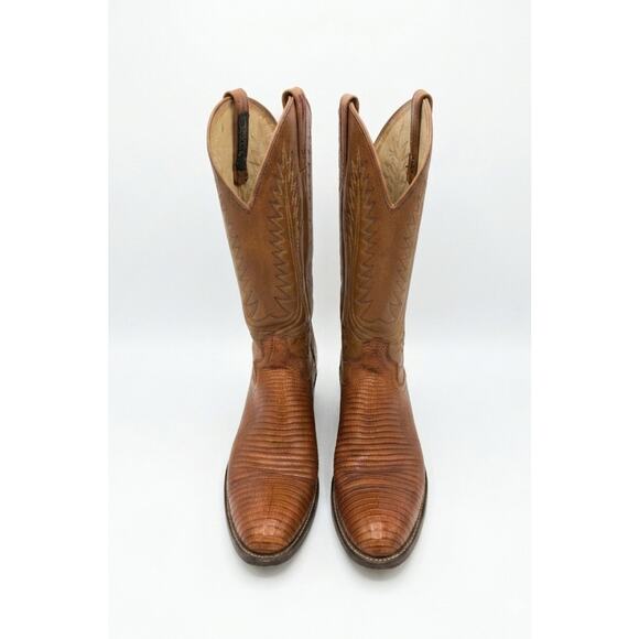 Vintage Dan Post Reptile Lizard Cowboy Brown Boots Size 8.5 main image 4